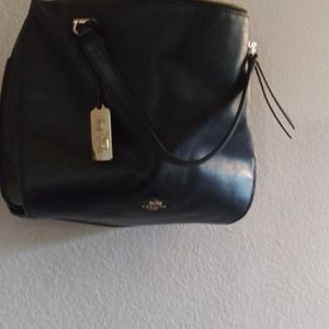 Black leather Coach